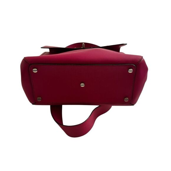 Bally Top Handle Leather Bag with Shoulder Strap “B” Turnlock Hot Pink Handbag - Picture 3 of 16